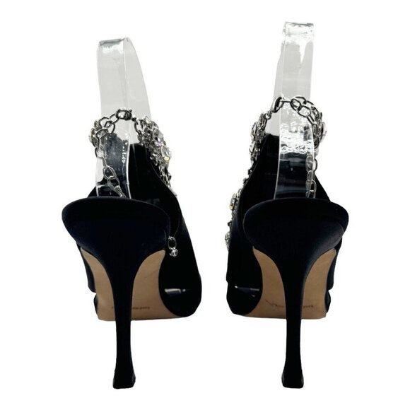 Manolo Blahnik Satin Crystal Embellished Sandal Heels - Picture 11 of 14